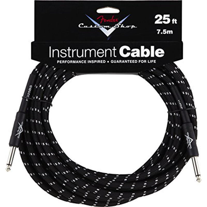 Fender Custom Shop 25’ Instrument Cable, Black Tweed