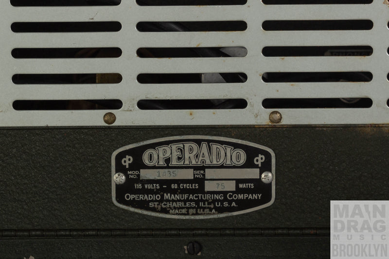 Close up operadio panel showing stamped model 1A35, 75W