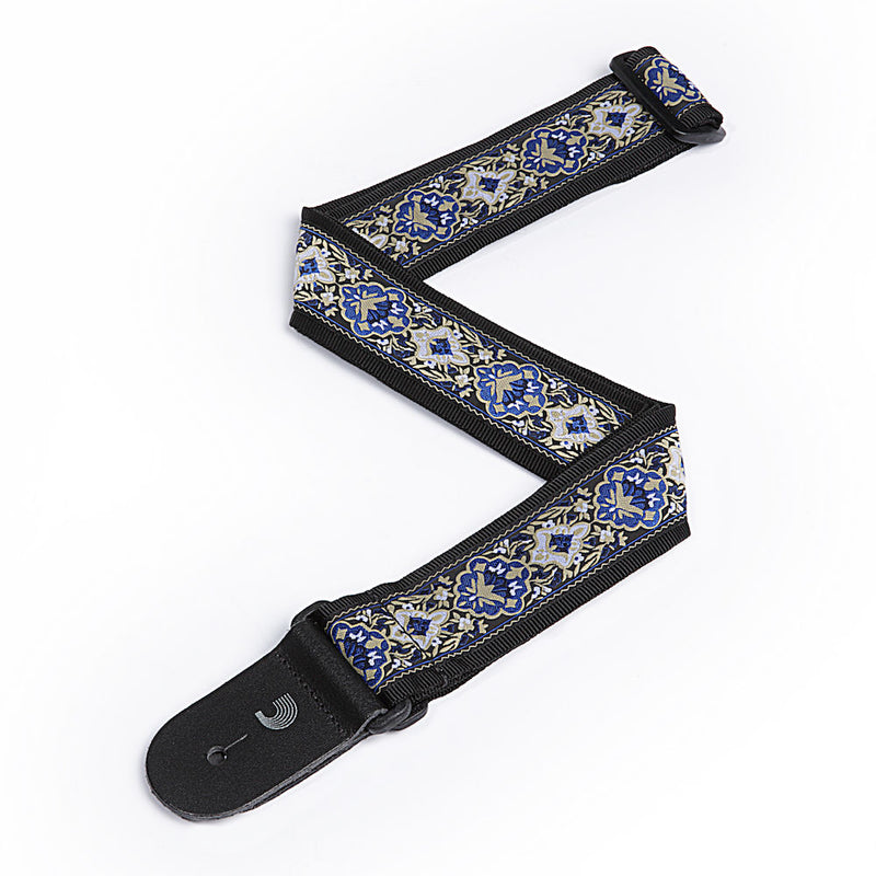 D'Addario Woven Guitar Strap, Blue Jaquard Design