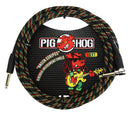 PIG HOG "RASTA STRIPES" INSTRUMENT CABLE, 10FT RIGHT ANGLE