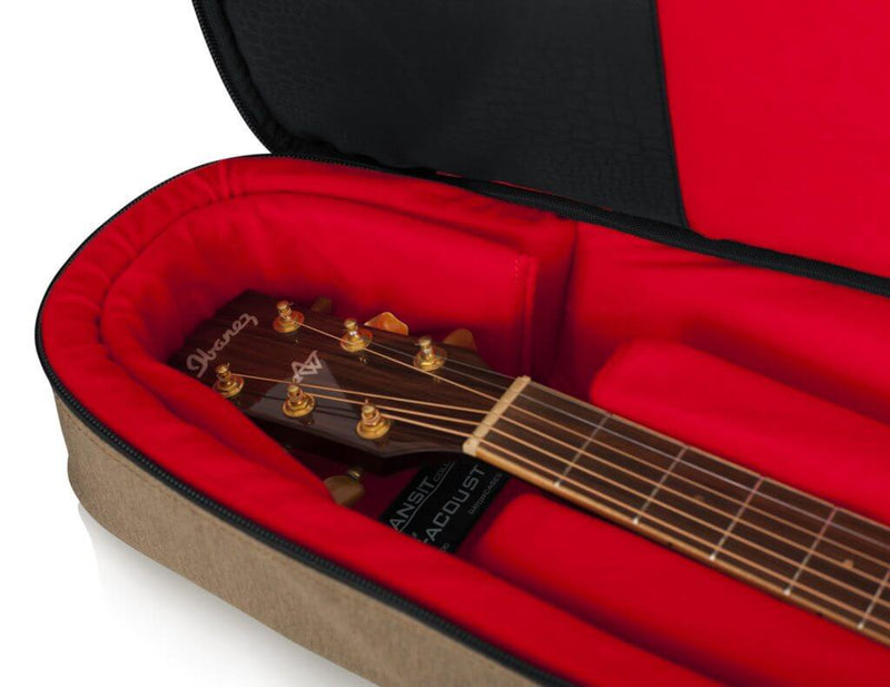 Gator Transit Series Acoustic Guitar Gig Bag with Tan Exterior