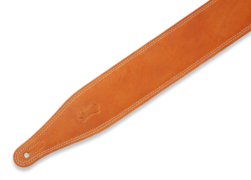 Levy's 2 1/2" Pull-up Leather Guitar Strap With Soft Garment Leather Backing. 2-ply 'Butter' Strap, Tan