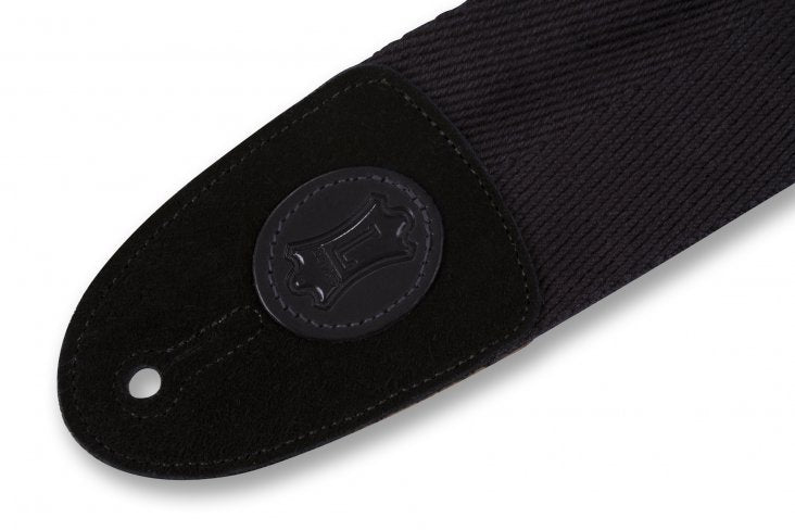 Levy's 3" Black Logo Heavy-weight Cotton Bass Strap With Suede Ends, Black