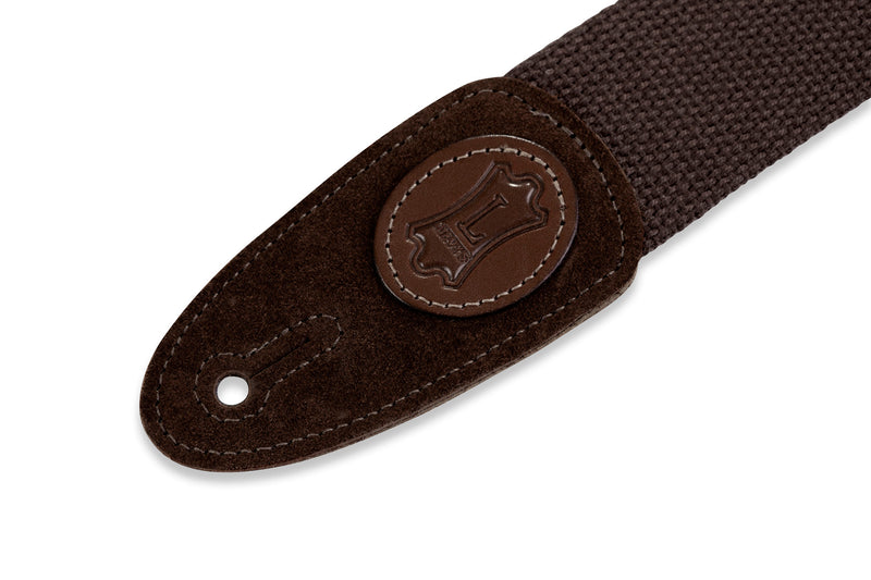 Levy's 2" Signature Series Cotton Guitar Strap With Suede Ends, Brown