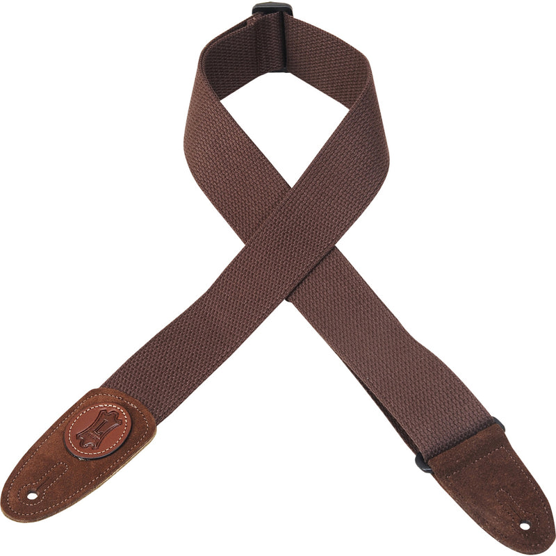 Levy's 2" Signature Series Cotton Guitar Strap With Suede Ends, Brown