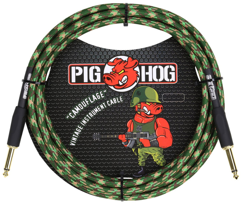 Pig Hog “Camouflage“, 10ft 1/4"-1/4" Instrument Cable