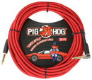 PIG HOG "CANDY APPLE RED" INSTRUMENT CABLE, 20FT. RIGHT ANGLE