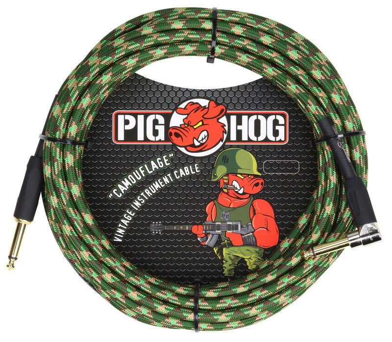 Pig Hog "Camouflage" Instrument Cable, 20ft, Right Angle