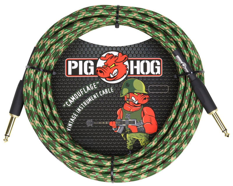 Pig Hog “Camouflage“, 20ft 1/4"-1/4" Instrument Cable