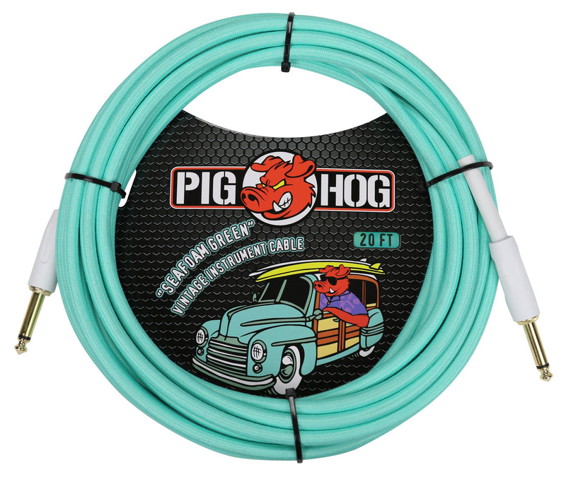 Pig Hog "Seafoam Green", 20ft Vintage Series Instrument Cable