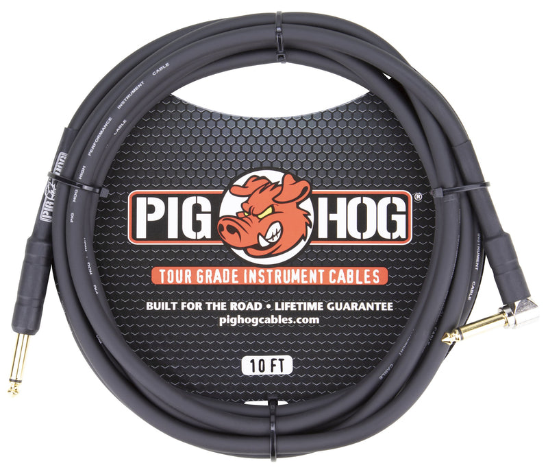 Pig Hog 10ft 1/4" -1/4" Right Angle 8mm Inst. Cable