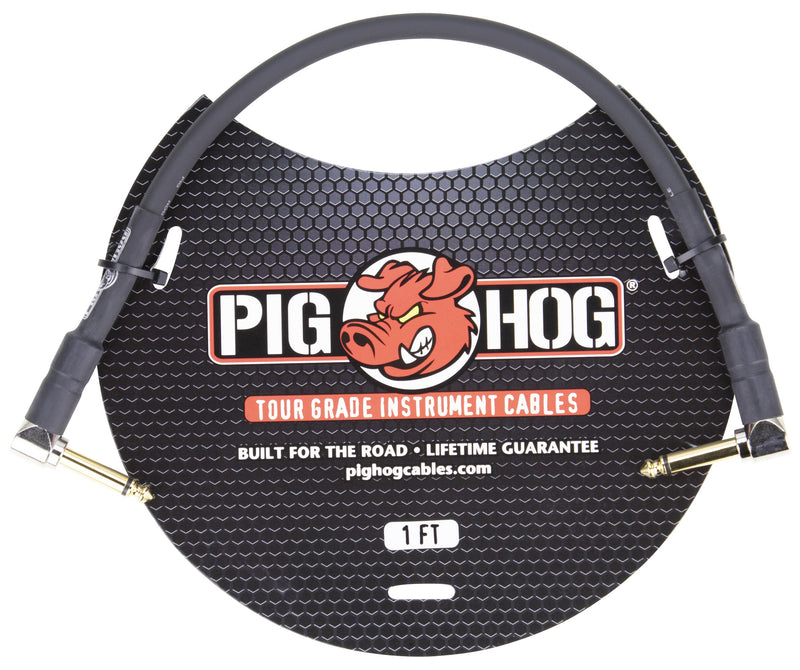 Pig Hog 1ft 1/4" Right Angle -1/4" Right Angle 8mm Inst. Cable