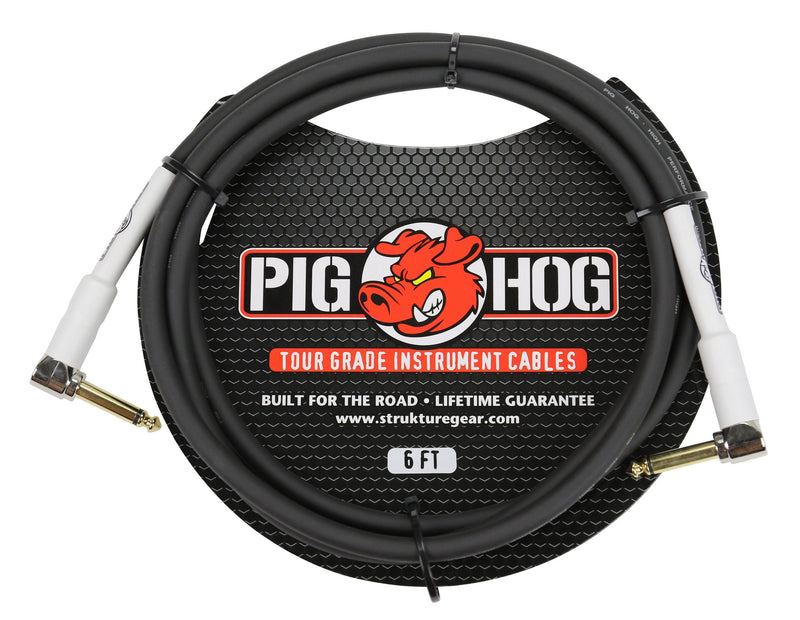 Pig Hog 6ft 1/4" Right Angle-1/4” Right Angle 8mm Inst. Cable