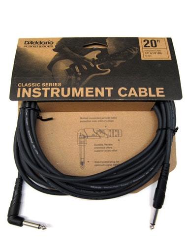 D'Addario Classic Series Instrument Cable, Right Angle Plug, 20 feet