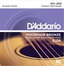 D'Addario EJ26 Phosphor Bronze Acoustic Guitar Strings, Custom Light, 11-52