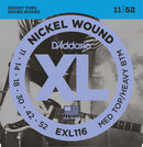 D'Addario EXL116 Nickel Wound Electric Guitar Strings, Medium Top/Heavy Bottom, 11-52