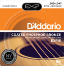 D'Addario EXP15 Coated Phosphor Bronze Acoustic Guitar Strings, Extra Light, 10-47