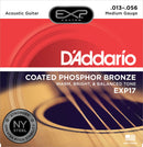 D'Addario EXP17 Coated Phosphor Acoustic Guitar Strings, Medium, 13-56