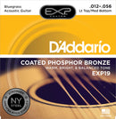 D'Addario EXP19 Coated Phosphor Bronze Acoustic Guitar Strings, Light Top/Medium Bottom/Bluegrass, 12-56