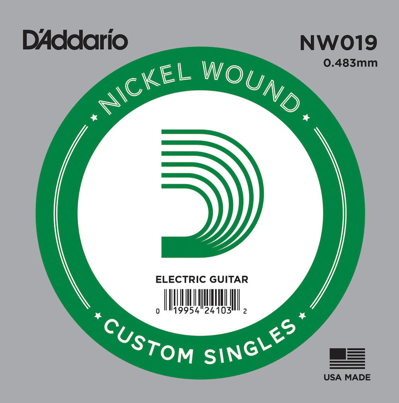 D'Addario NW019 Nickel Wound Electric Guitar Single String, .019