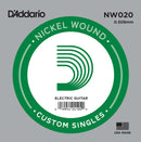 D'Addario NW020 Nickel Wound Electric Guitar Single String, .020